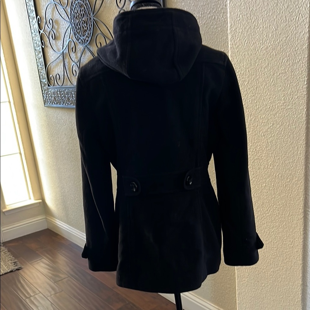 Reaction Kenneth Cole Black Hooded Peacoat - Picture 3 of 6
